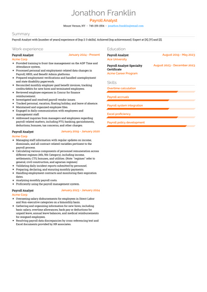 Payroll Analyst Resume Sample and Template