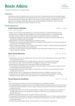 Human Resources Specialist Resume Sample and Template
