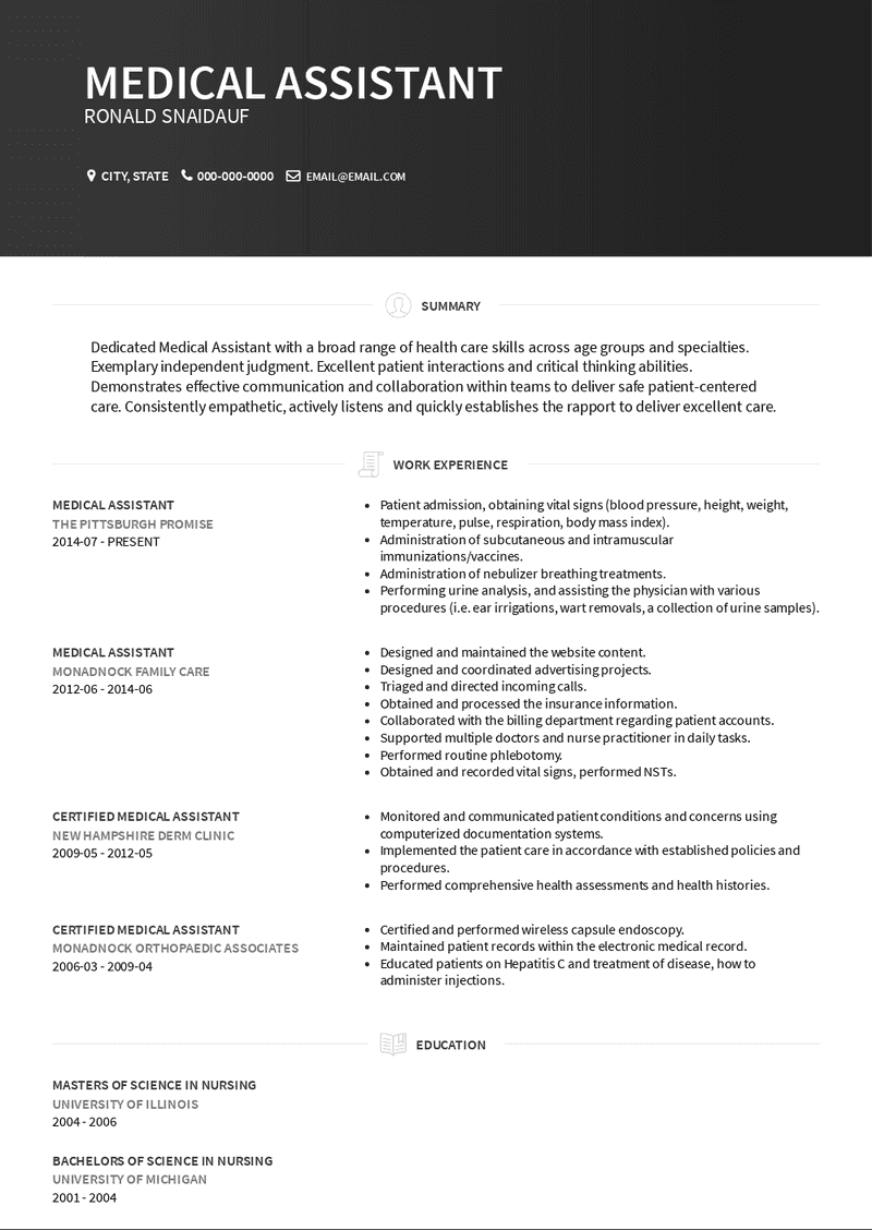 Medical Assistant Resume Sample and Template