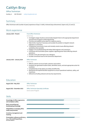 Office Technician Resume Sample and Template