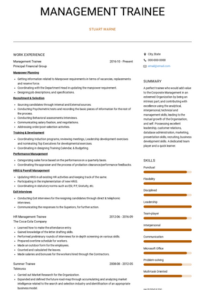 Management Trainee Resume Sample and Template