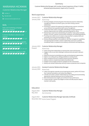 Customer Relationship Manager Resume Sample and Template