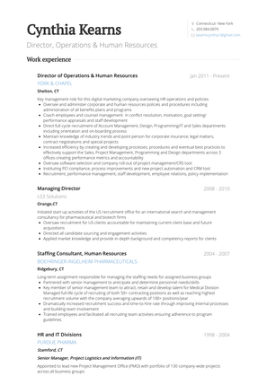 Director Of Operations & Human Resources Resume Sample and Template