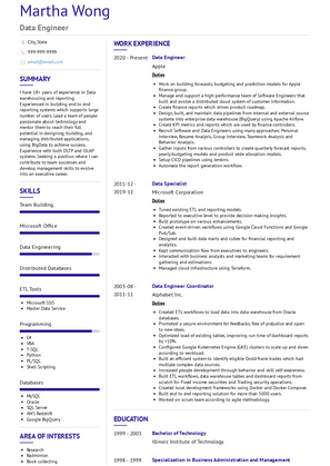 Data Engineer Resume Sample and Template