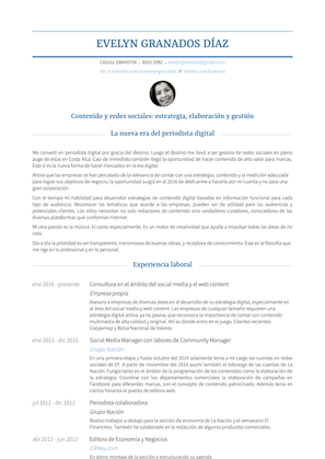 Periodista Colaboradora Resume Sample and Template