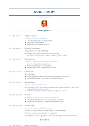Program Assistant Resume Sample and Template