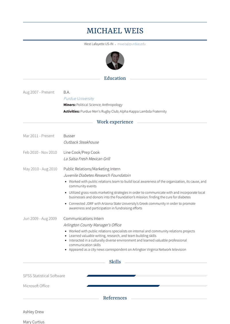 Busser Resume Sample and Template