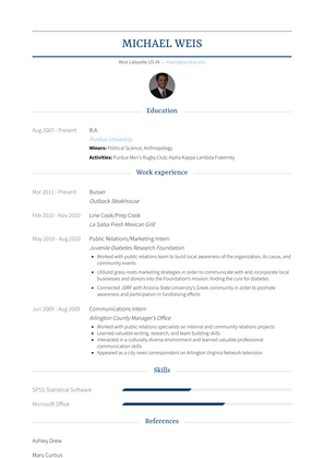 Busser Resume Sample and Template