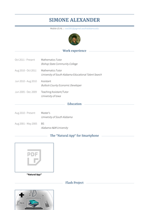 Mathematics Tutor Resume Sample and Template
