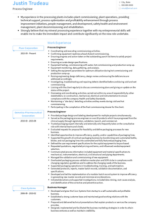 Process Engineer Resume Sample and Template