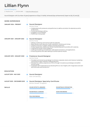 Sound Designer Resume Sample and Template