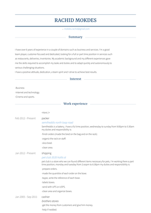 Packer Resume Sample and Template