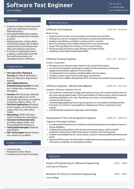 software testing resume skills