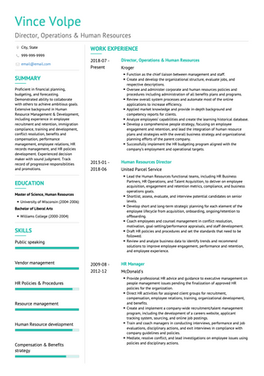 Director of Human Resources CV Example and Template