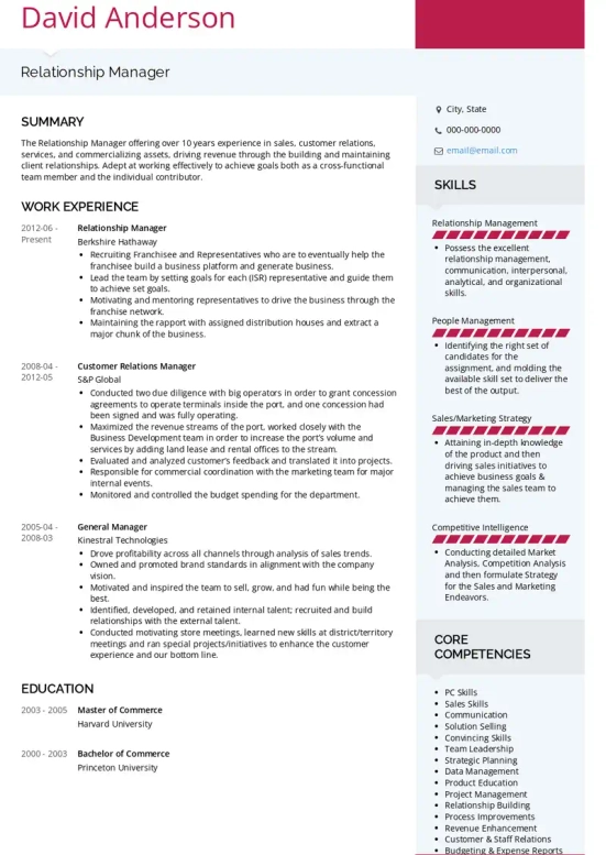 relationship management resume skills