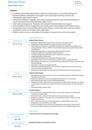 Subject Matter Expert Resume Sample and Template