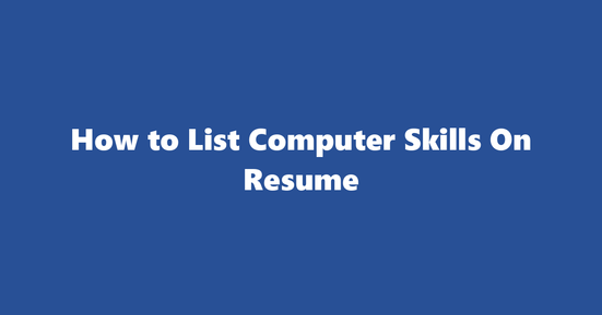 computer resume skills