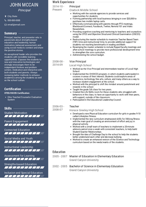 Principal Resume Sample and Template