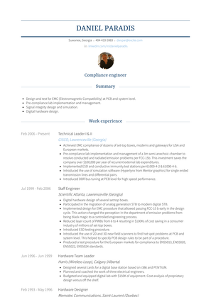 Technical Leader Resume Sample and Template