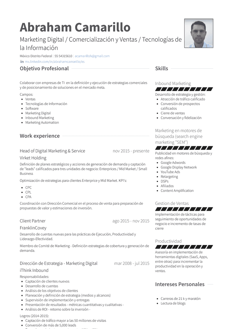 Head Of Marketing & Service Resume Sample and Template
