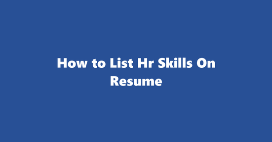hr resume skills