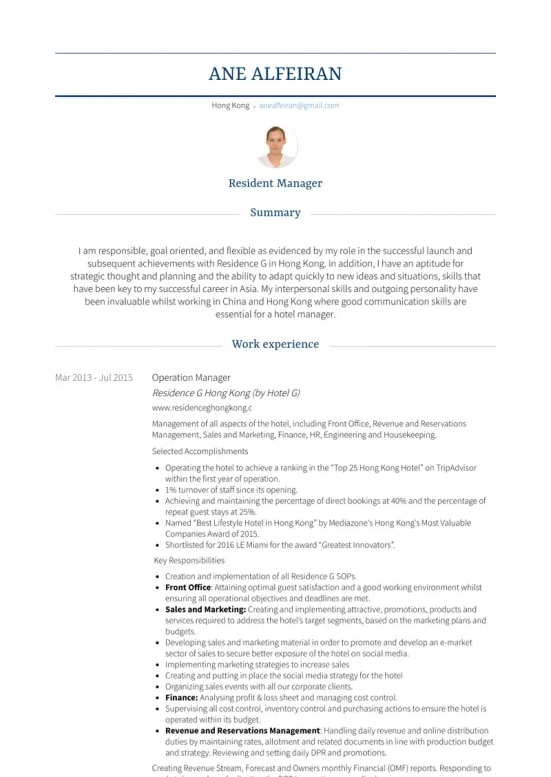 Operations Manager Resume Example