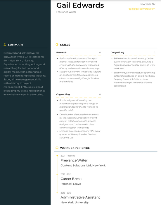 An example of a functional resume