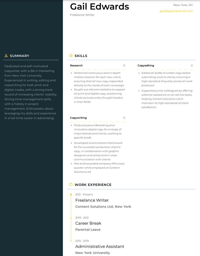 Functional Resume Example