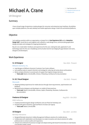 Freelance Ux Designer Resume Sample and Template