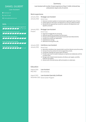 Loan Assistant Resume Sample and Template