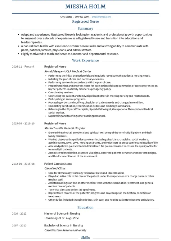 Nursing Resume Objective Examples