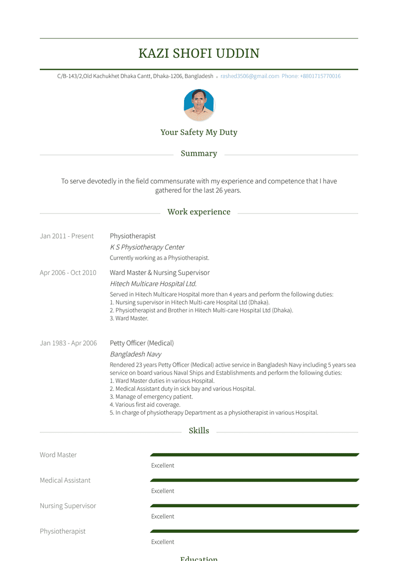 Physiotherapist Resume Samples and Templates  VisualCV