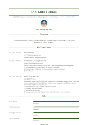 Physiotherapist Resume Sample and Template