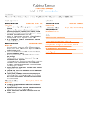 Administrative Officer Resume Sample and Template