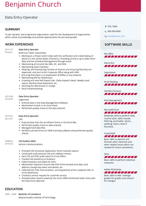 Data Entry Operator Resume Sample and Template