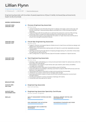 Engineering Associate Resume Sample and Template