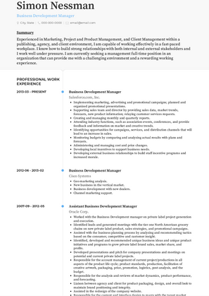 Business Development Manager Resume Sample and Template