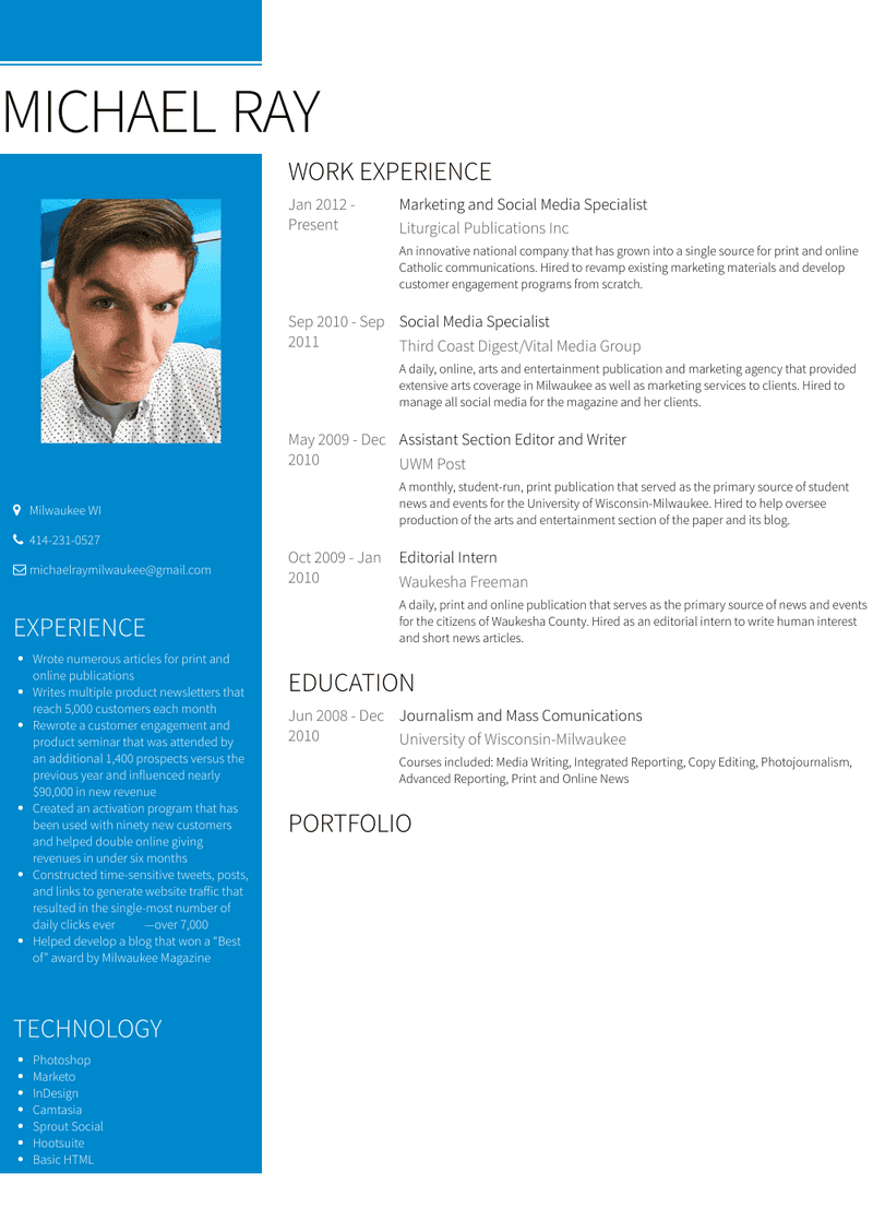 Marketing And Social Media Specialist Resume Sample and Template