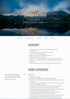 PhD Student Resume Sample and Template