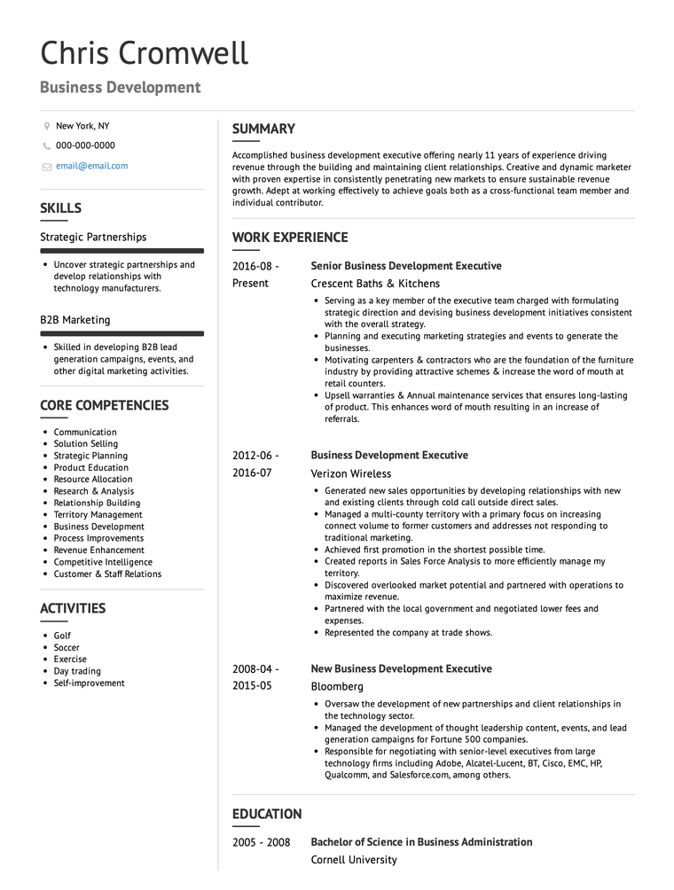 Best free resume template example: Corporate