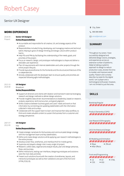 Senior UX Designer Resume Sample and Template