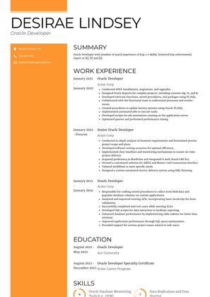 Oracle Developer Resume Sample and Template