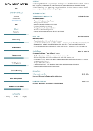 Accounting Intern Resume Sample and Template