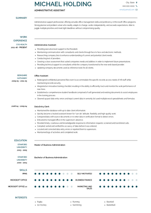 Administrative Assistant  Resume Sample and Template