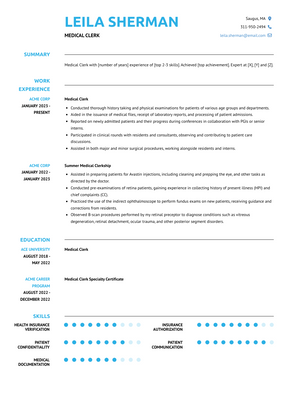 Medical Clerk Resume Sample and Template