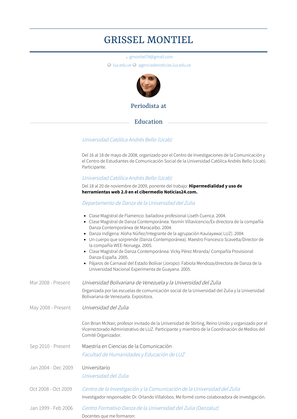 Ciberperiodista / Asesora En Comunicación Social Resume Sample and Template