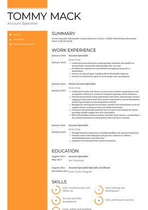 Account Specialist Resume Sample and Template