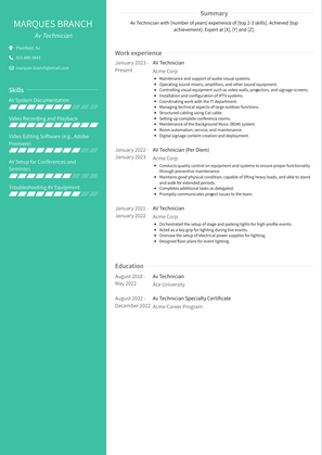 Av Technician Resume Sample and Template