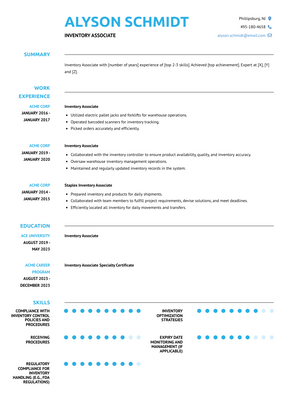Inventory Associate Resume Sample and Template