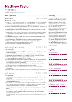Media Trainer CV Example and Template